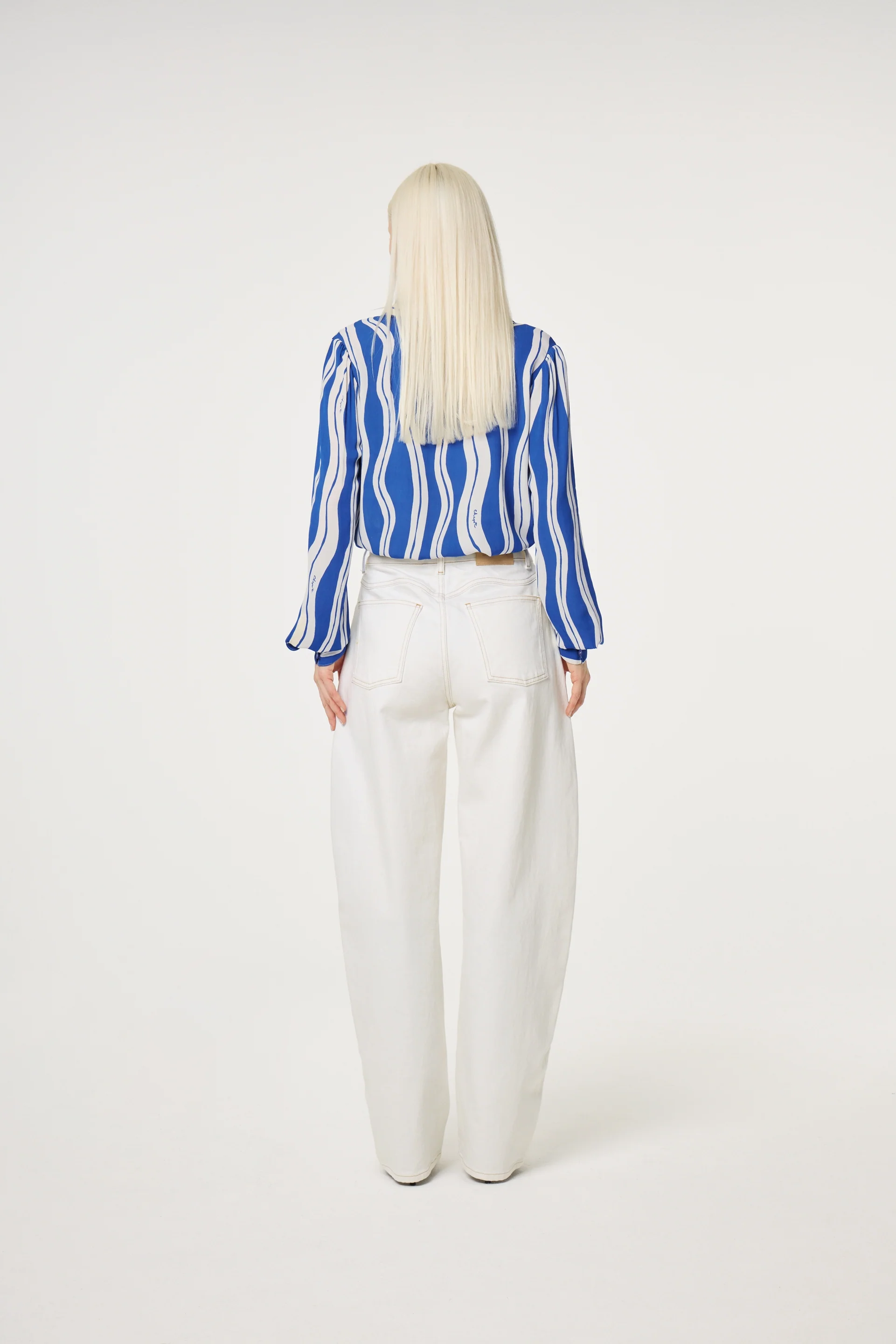 Coco Blouse | Cosy White/Cobalt - Image 3