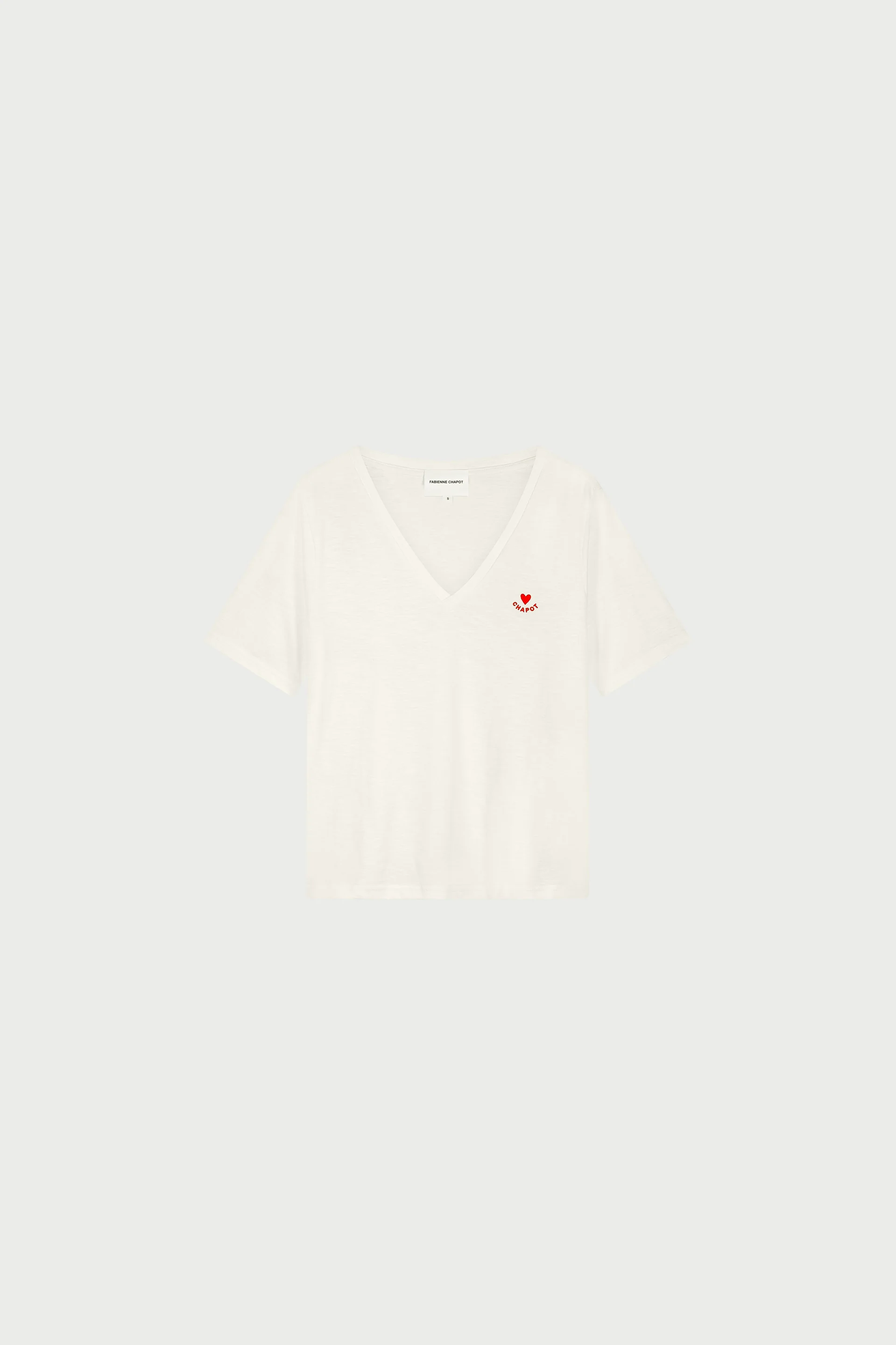 Phil V-Neck T-shirt | Cosy White/Red - Image 4