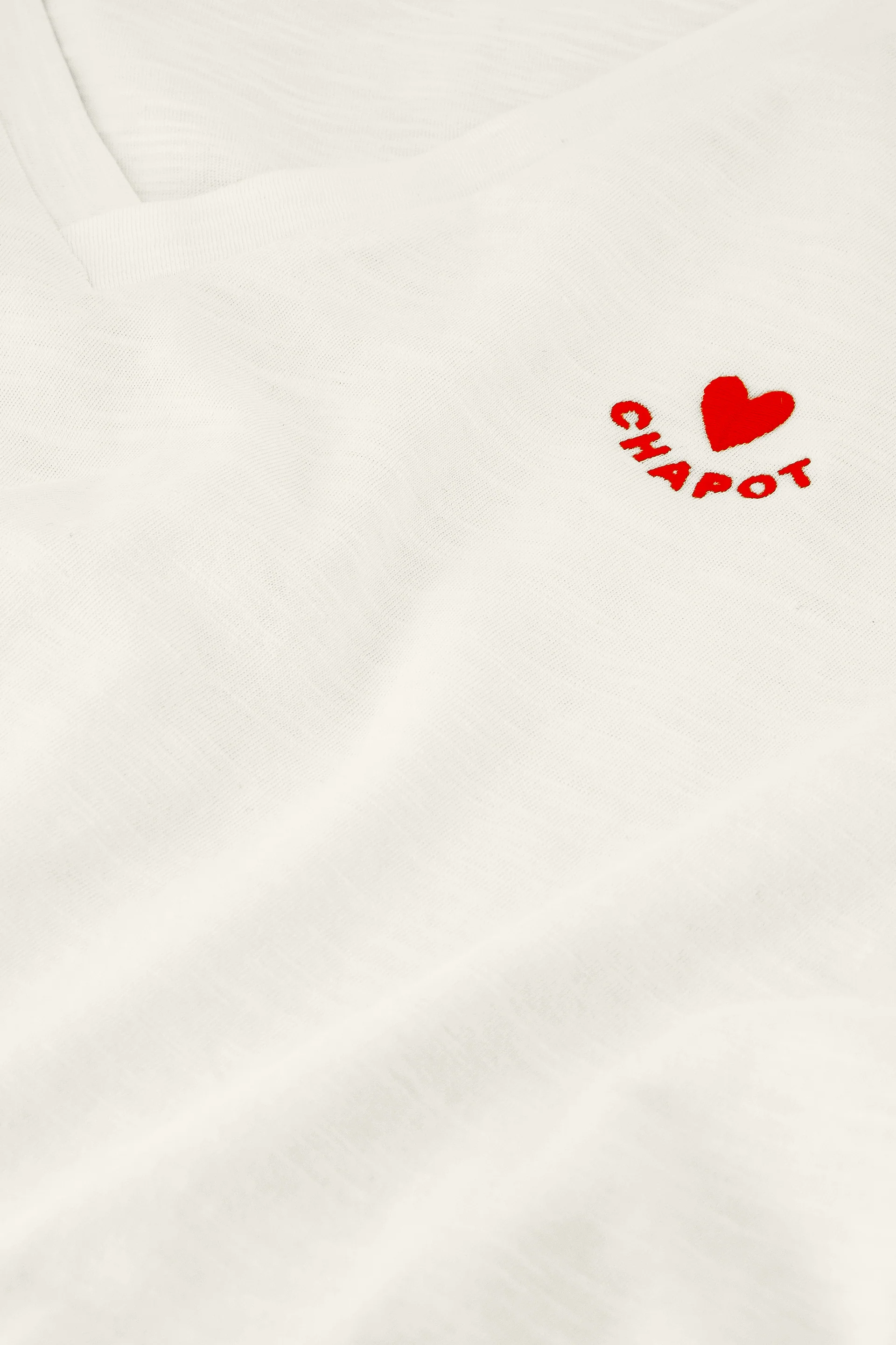Phil V-Neck T-shirt | Cosy White/Red - Image 5